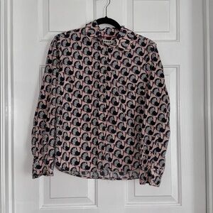 Boden Sienna Women’s Pink Turkey Button Down Shirt US 8 Petite